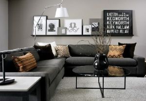 Black-living-room-furniture-at-Combination-modern-and-traditional-house-style